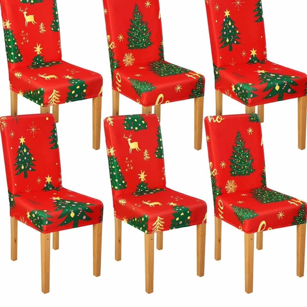 NEW in Package- Festive Red Christmas Chair Covers, 6 piece set